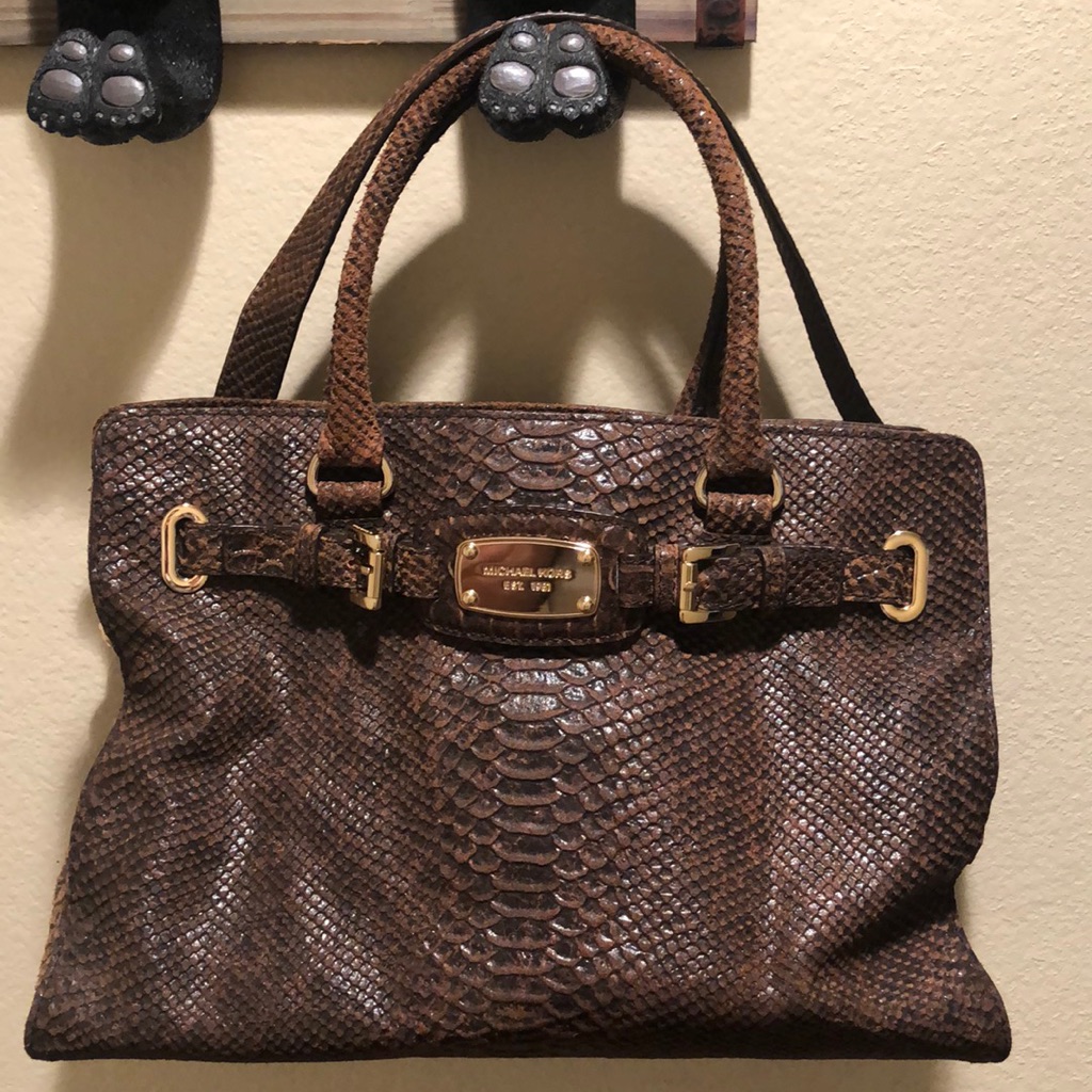 Michael Kors Satchel Brown Python Print. E